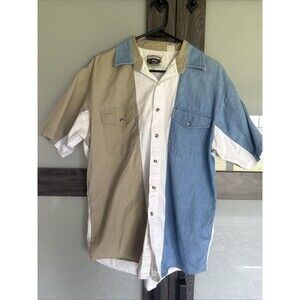 Cumberland Outfitters Mens Vintage Western Sort Sleeve Shirt Size L Button Down